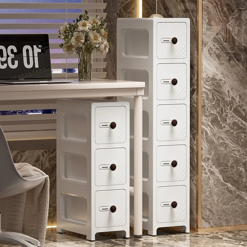 Storage Cabinet 17cm Slim 3 Tier Narrow Organizer Multi Layer Drawer Rack – White