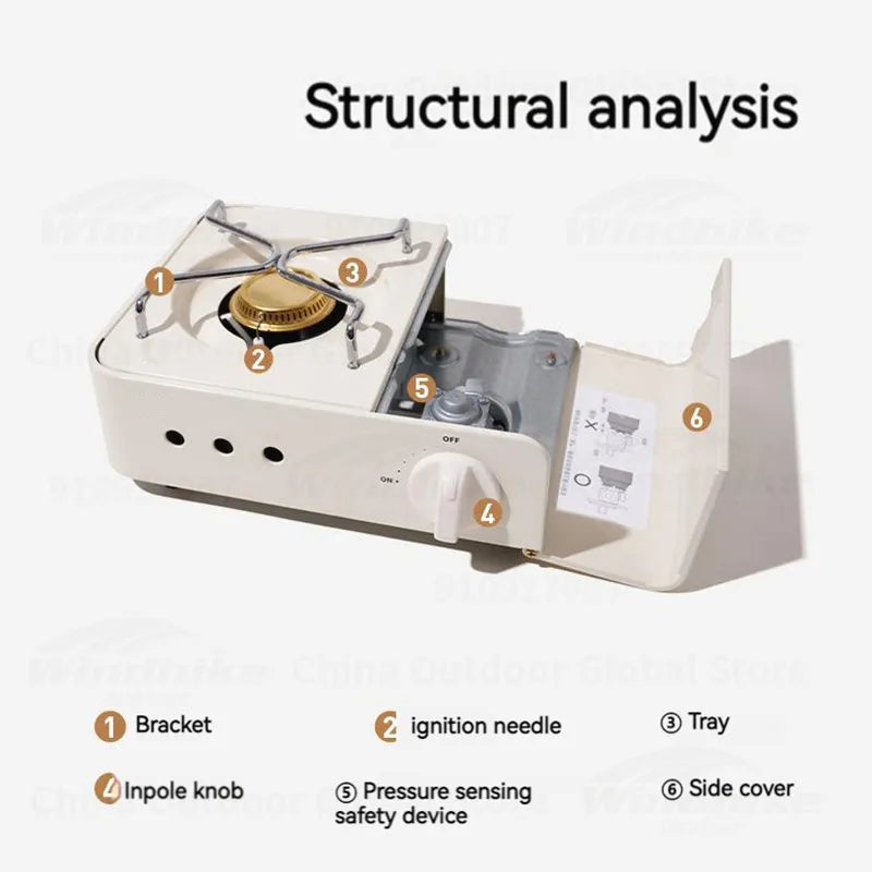 Camping Stove 2.1KW Portable Gas Cooker Ultralight Compact Outdoor Cooking Unit – White