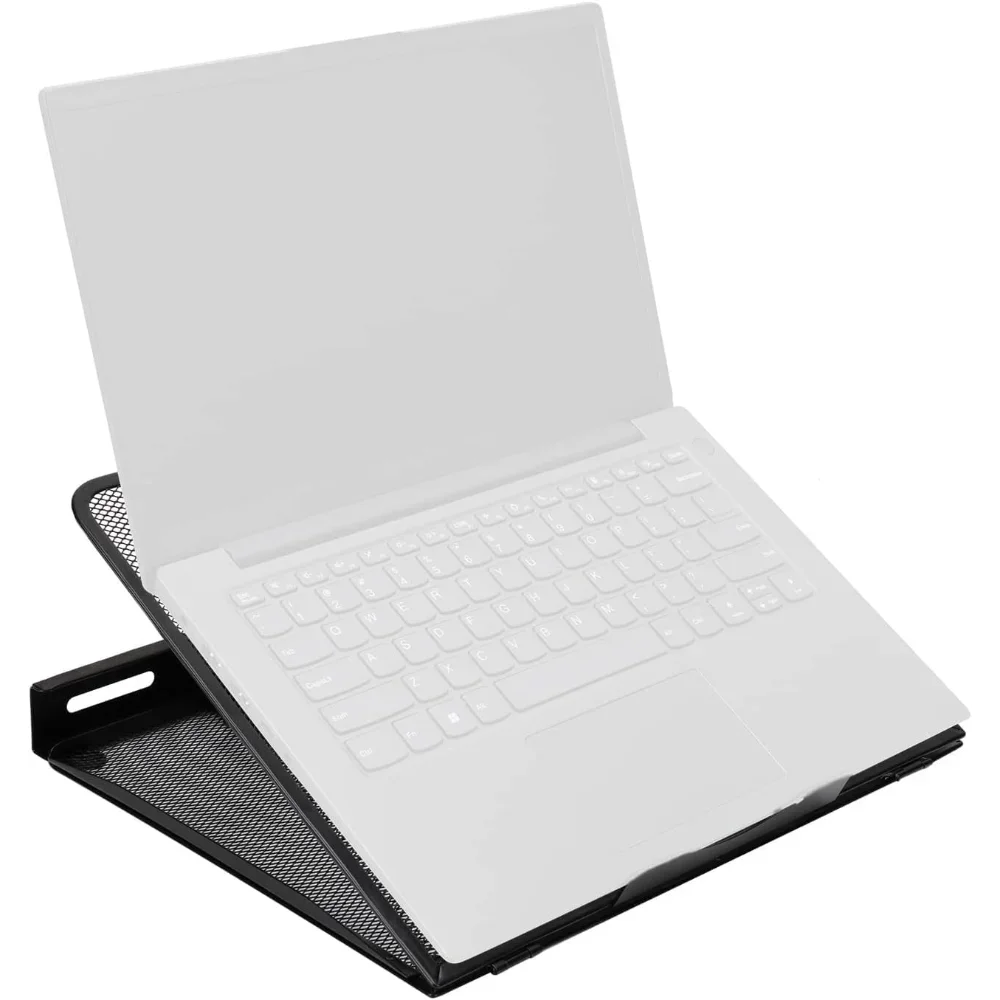 Adjustable Metal Mesh Laptop Stand Foldable Ergonomic Notebook Riser 10 to 17.3 Inch – Black
