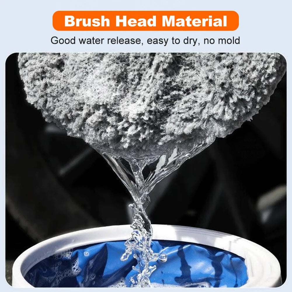 Electric Car Wash Mop with Telescopic Handle 40–110cm Rotating Cleaning Brush Waterproof Gray