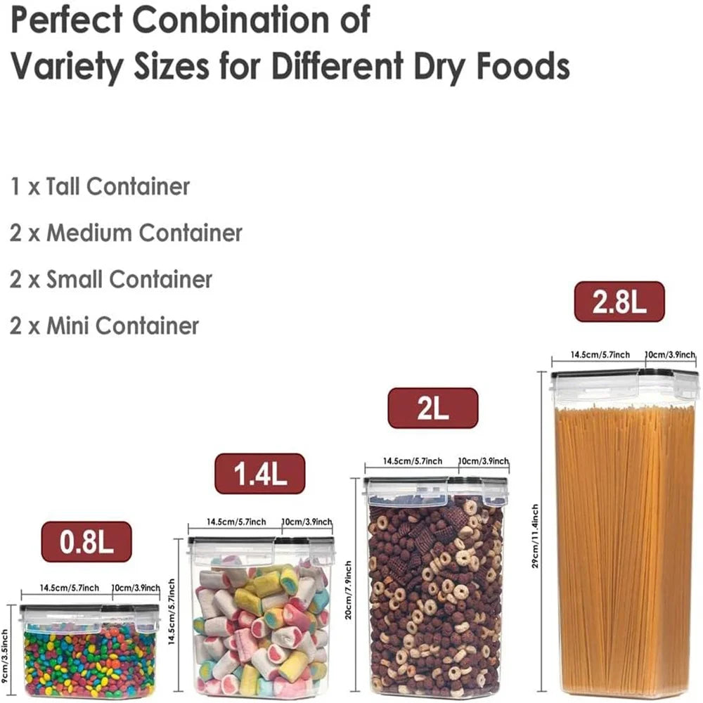 7-Piece Airtight Food Storage Container Set with Multiple Sizes and Label Stickers