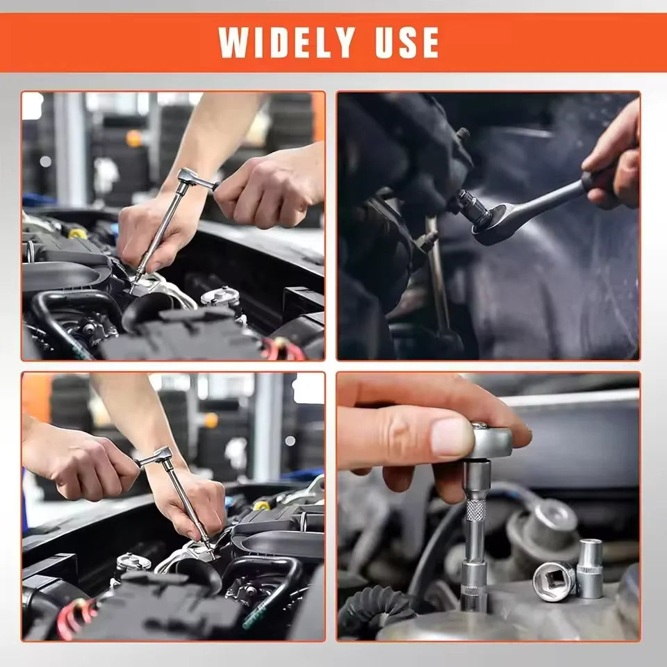 Socket Wrench Set 53 Piece Multi Function Heavy Duty Ratchet & Sleeve Repair Tool Kit with Storage Box