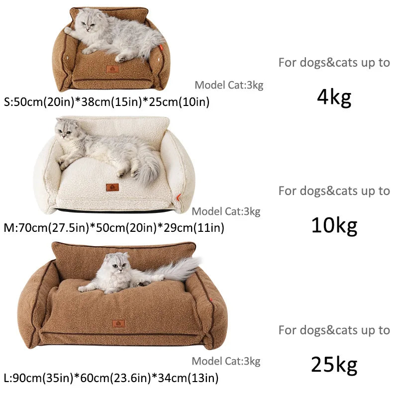 Pet Sofa Bed Removable Washable Plush Pet Nest Soft Indoor Pet Bed - Small