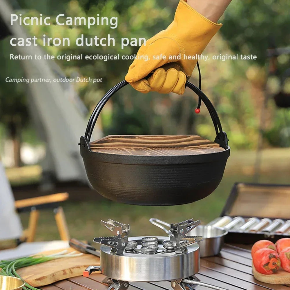 Cast Iron Dutch Oven 29cm Camping Cooking Pot with Lid