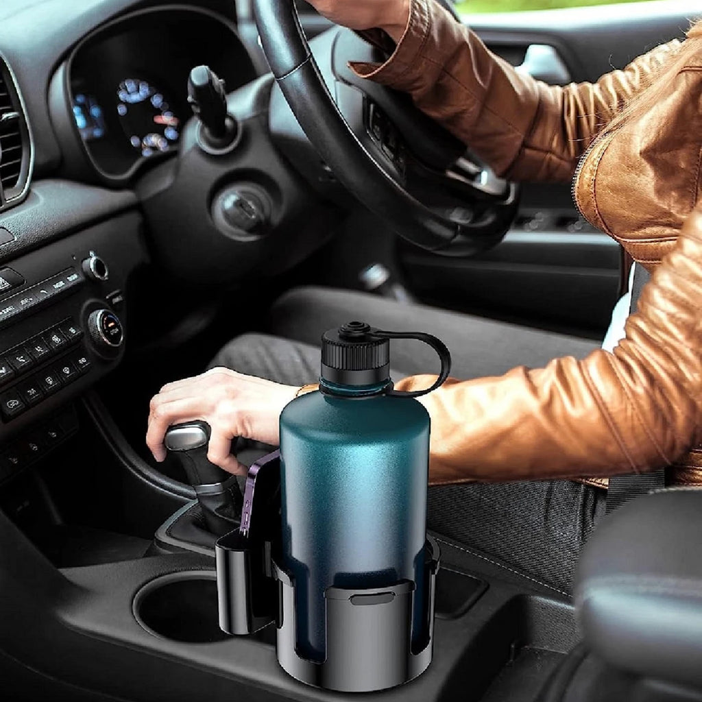 Car Cup Holder Expander 2 in 1 Adjustable Drink and Phone Holder - Black