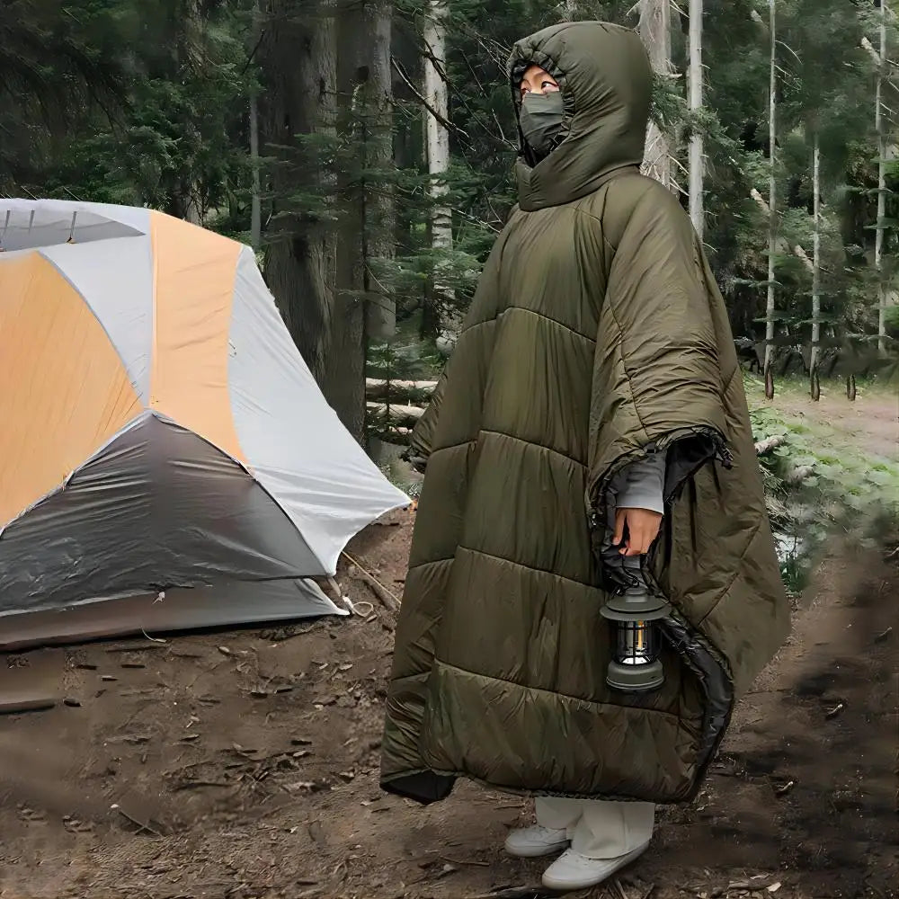 Camping Hammock Cover Multifunction Outdoor Warm Underquilt Poncho - Green