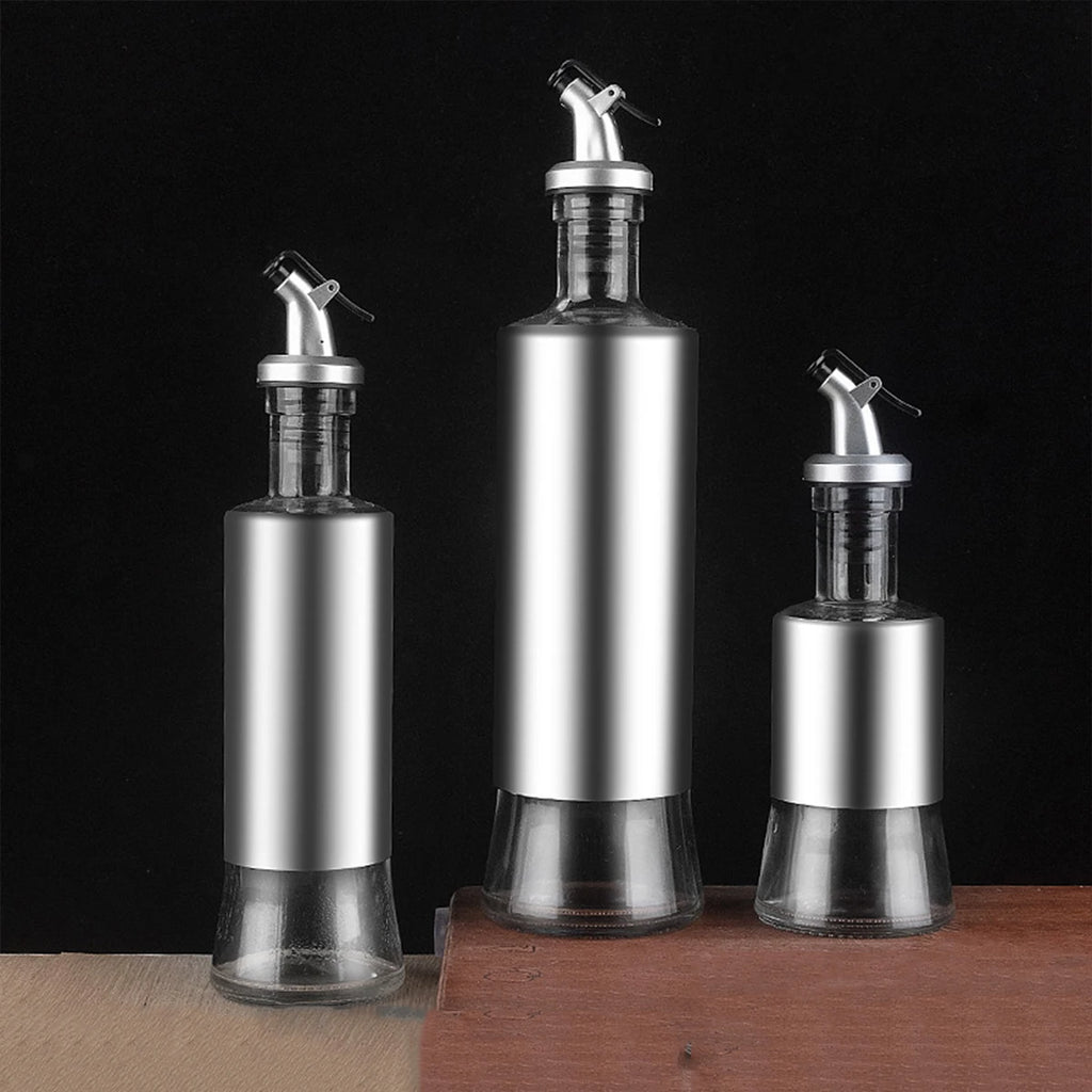 Oil & Vinegar Dispenser 500mL Stainless Steel Glass Precision Pour Bottle Leak Resistant