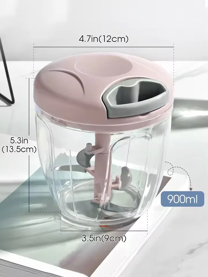 Manual Meat Mincer 900mL Hand Pull Food Chopper Garlic Vegetable Onion Grinder – Pink