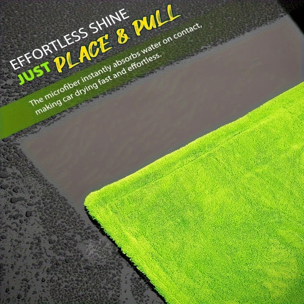 Microfiber Drying Towel 60x120cm 1400GSM Double Sided High Absorbent Cloth - Green 60cm x 120cm