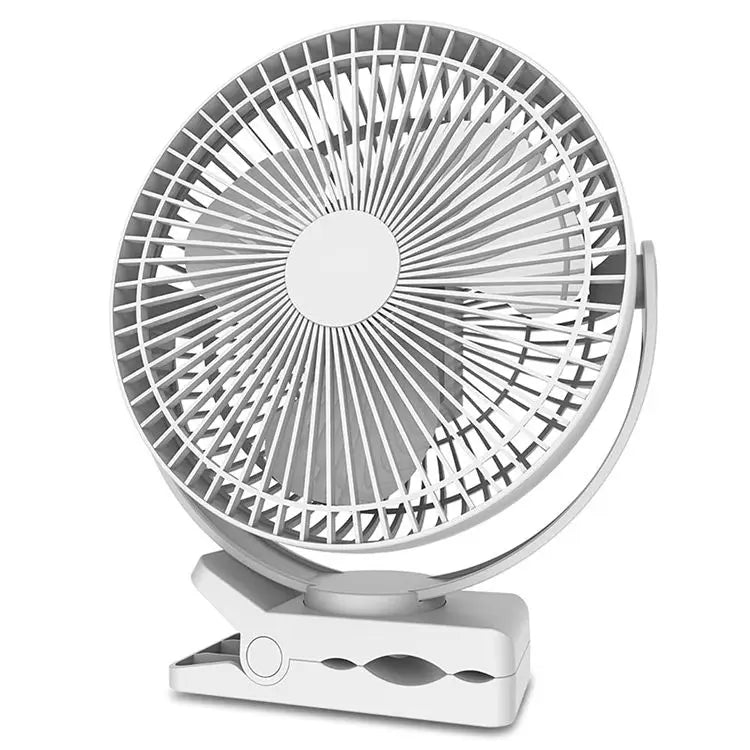 Rechargeable Clip Fan 5 Inch 5000mAh 4 Speed Portable Desk Fan USB-C - White