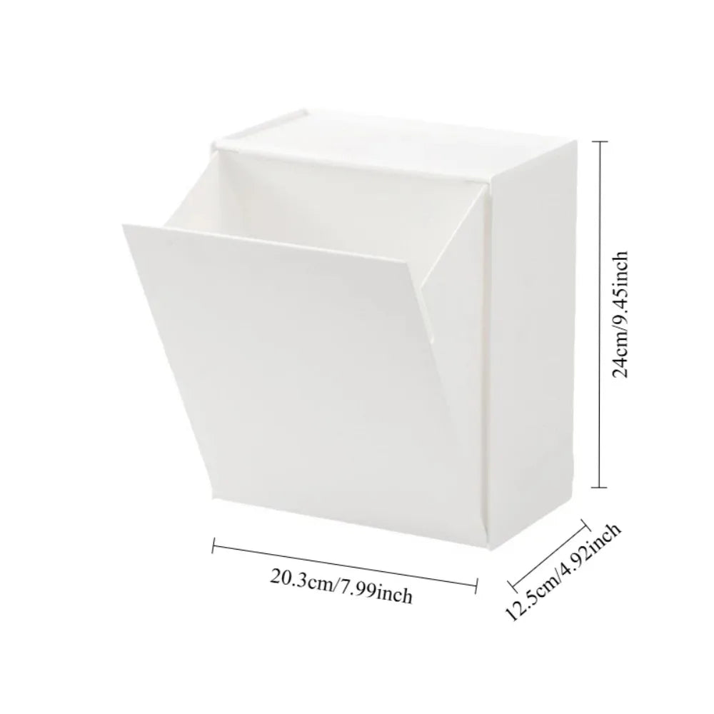 Wall Mounted Hidden Storage Cabinet No Drill Bathroom Organizer Flip Door Space Saving Storage Box – White