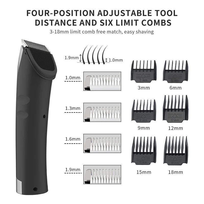 Pet Clipper 2200mAh Rechargeable 3 Speed Cordless Grooming Trimmer with 6 Guide Combs