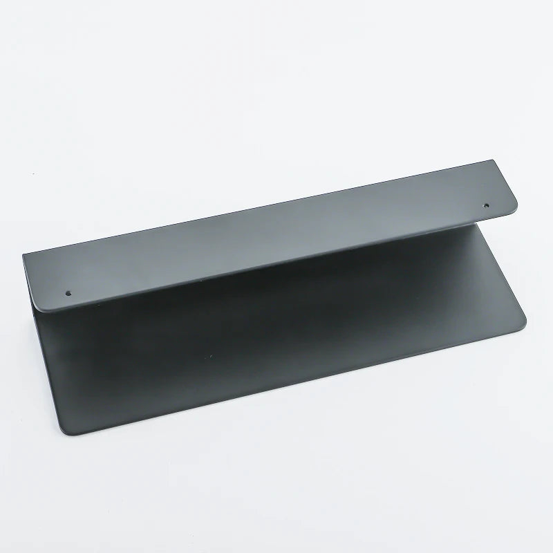 Bathroom Shelf 30cm Wall Mounted Aluminum Storage Rack Single Tier Organizer with Hooks - Gray