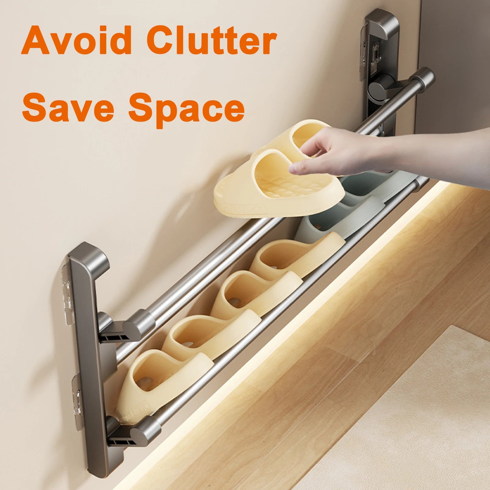 Shoe Rack 30cm Foldable Wall Mounted Slipper Holder No-Drill Drain Storage Organiser