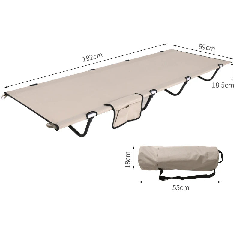 Camping Bed Foldable Portable Outdoor Sleeping Cot Ultralight - Khaki