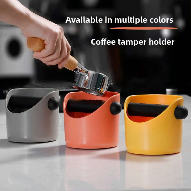 Mini Coffee Knock Box Anti Slip Espresso Grounds Waste Bin with Silicone Knock Bar - Yellow