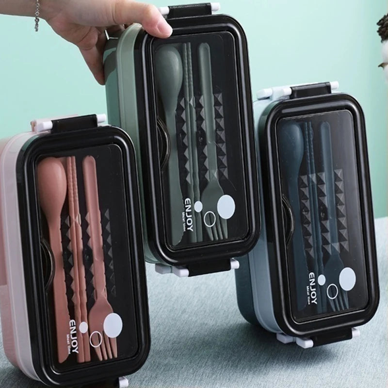 Lunch Box 3 Compartment Stainless Steel Leak Resistant Food Container Microwave Compatible – Pink
