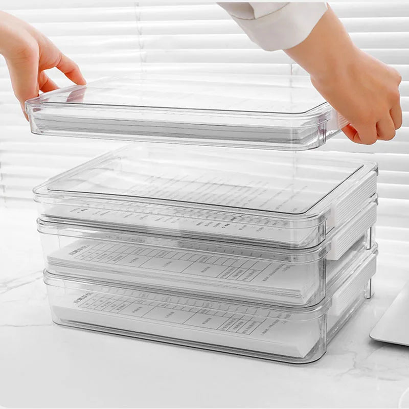 Clear PET A4 Document Storage Box with Lid Stackable Waterproof Desktop File Organizer – High