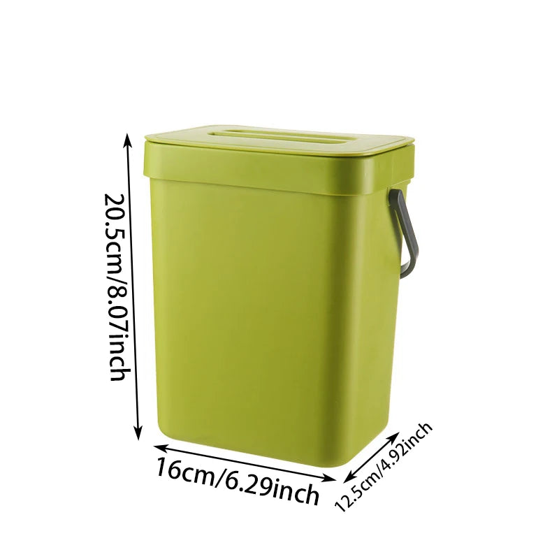 Kitchen Food Waste Bin with Lid Small Benchtop Compost Container - Green
