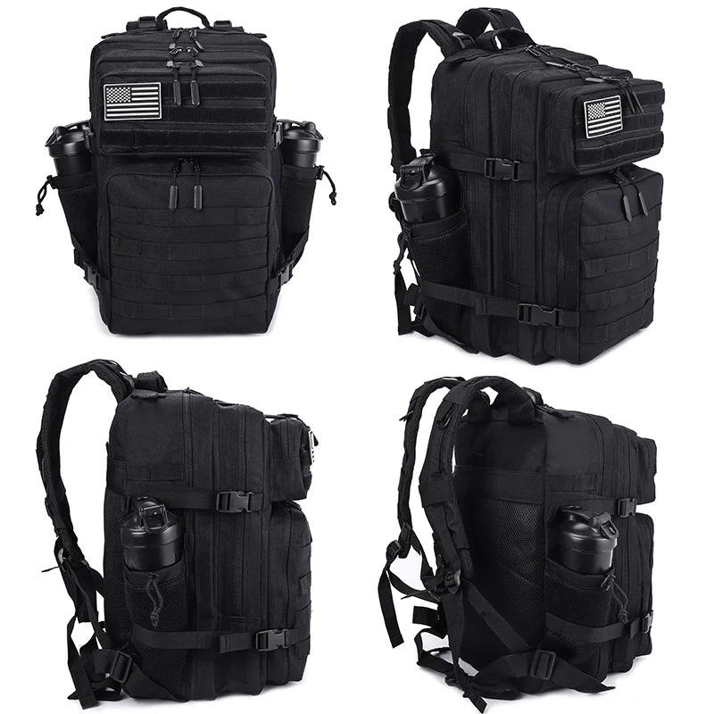 Meal Prep Backpack 45L Insulated Tactical Gym Travel Bag - Black