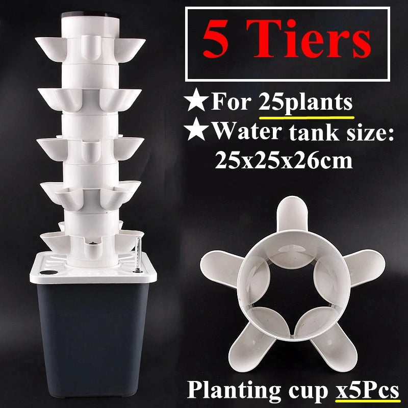 Hydroponic Growing System 5 Tier Vertical Planter 5 Hole Plant Tower