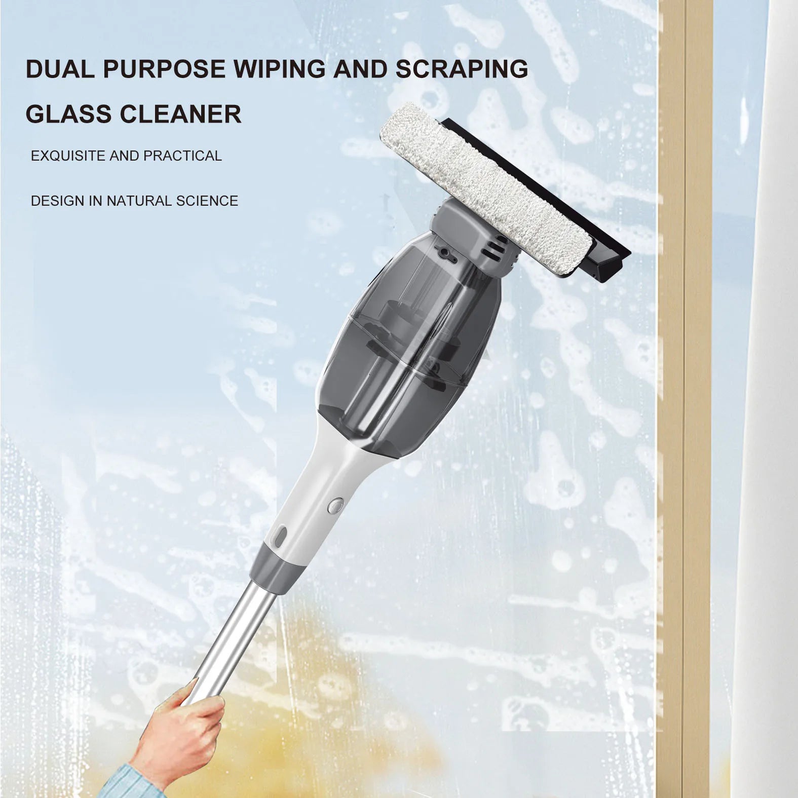 Window Cleaner USB Rechargeable Cordless Glass Vacuum Mop Water Absorbing Cleaning Tool
