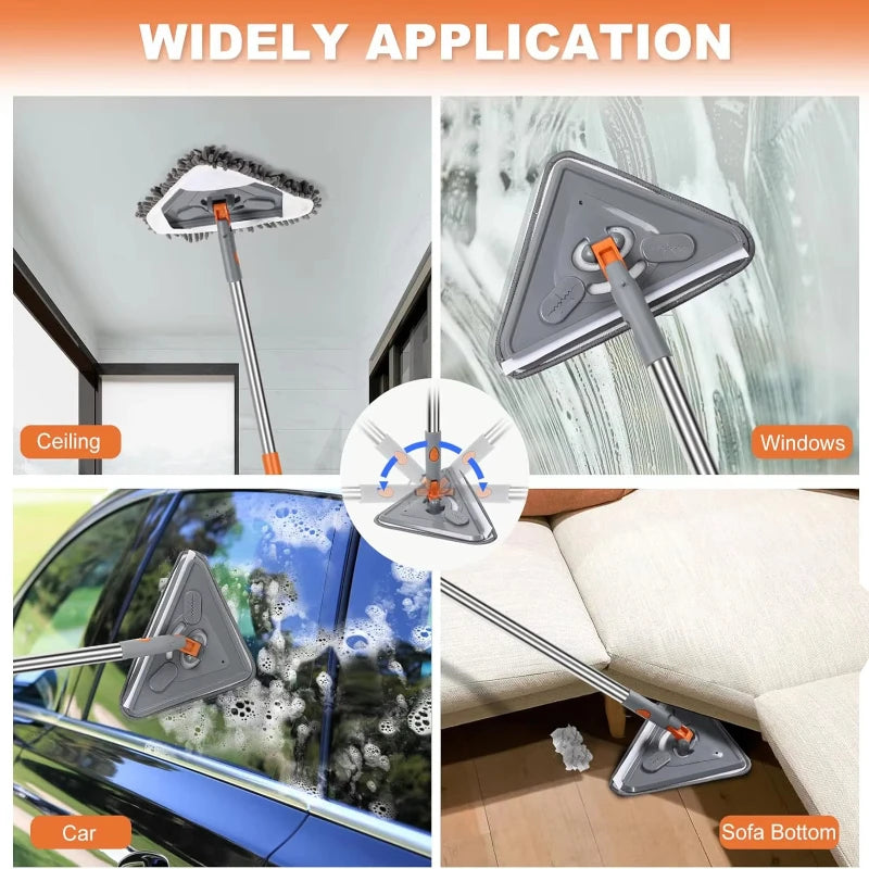 Triangle Mop 6 Pad Extendable Wall and Ceiling Cleaning Mop with Microfibre Heads