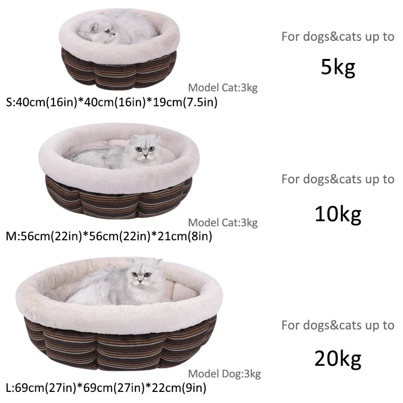 Pet Bed Round Washable Non-Slip Plush Pet Nest - Small