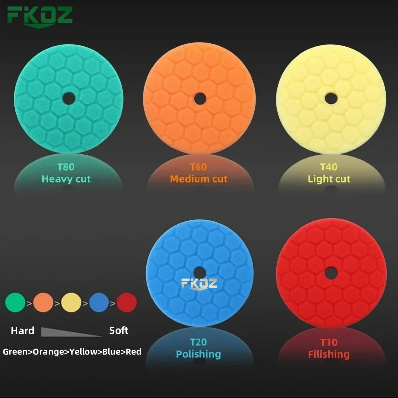 Polishing Pad Set 6 Inch Sponge Buffing Pads for Car Waxing - Mixed 5 Pcs
