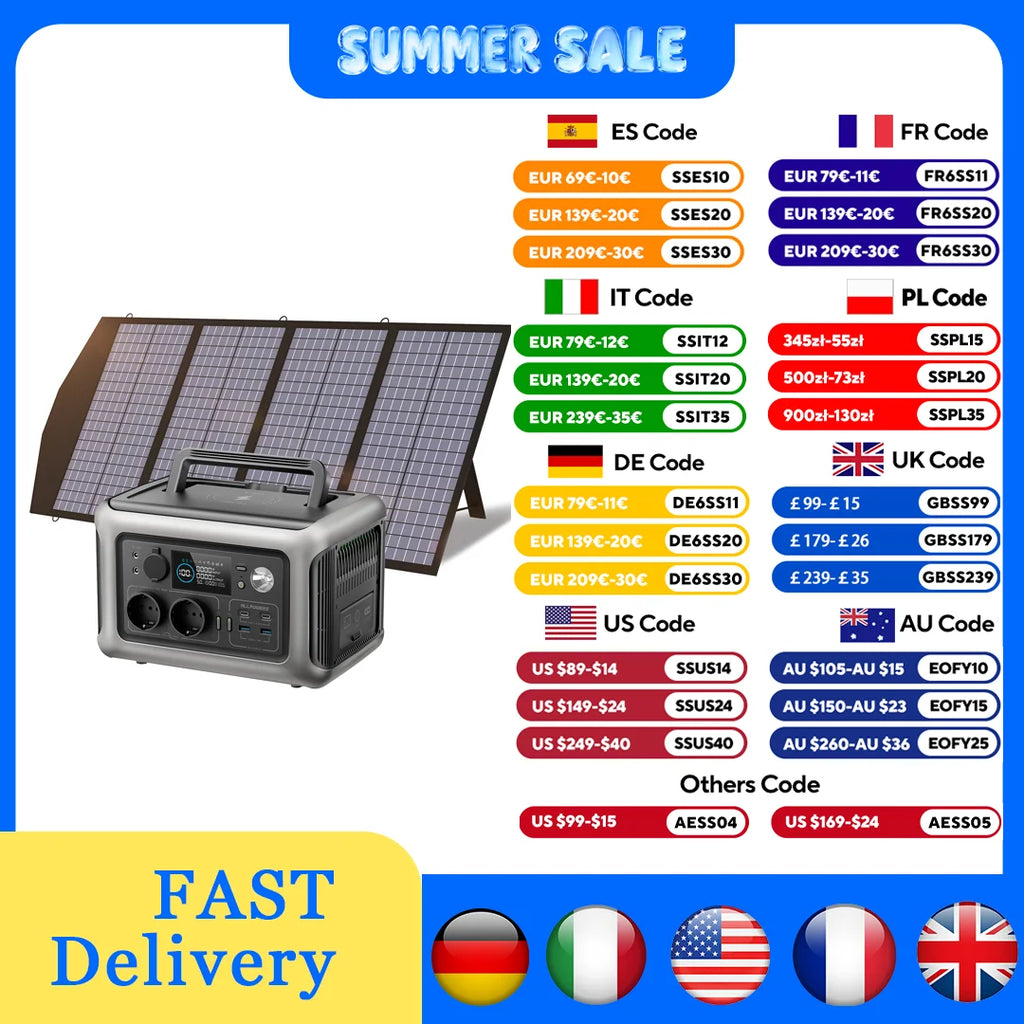 Portable Power Station 299Wh LiFePO4 Battery Backup with 600W Pure Sine Wave Inverter & 140W Foldable Solar Panel