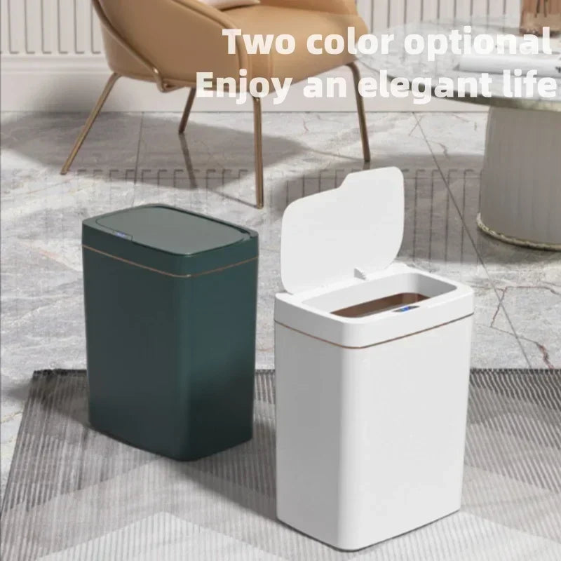 Trash Bin 15L Automatic Sensor Touchless Waterproof Waste Basket for Kitchen Bathroom - Green