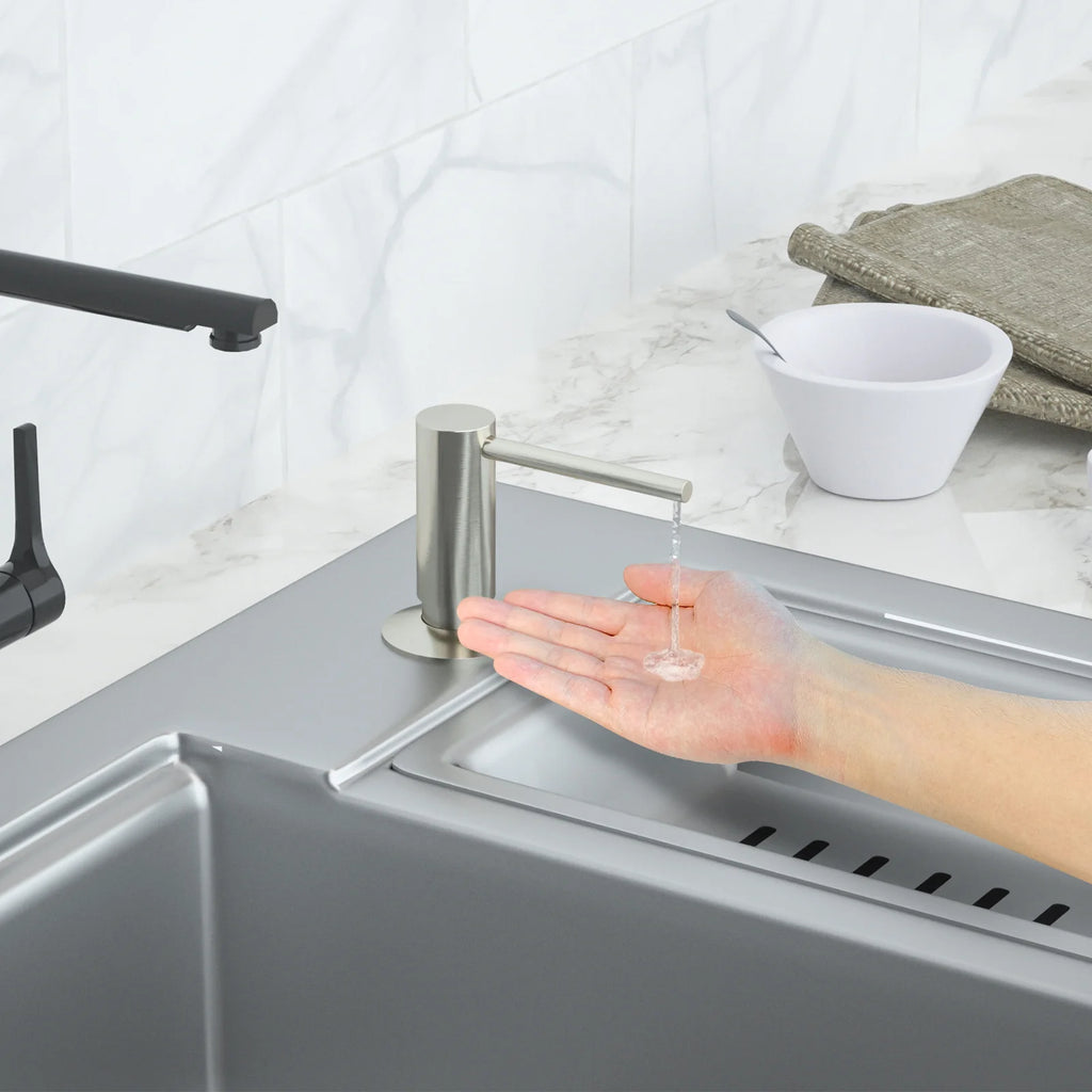 Black Kitchen Sink Soap Dispenser with 1m Extension Tube Brass Pump Built-In Liquid Soap Dispenser Kit