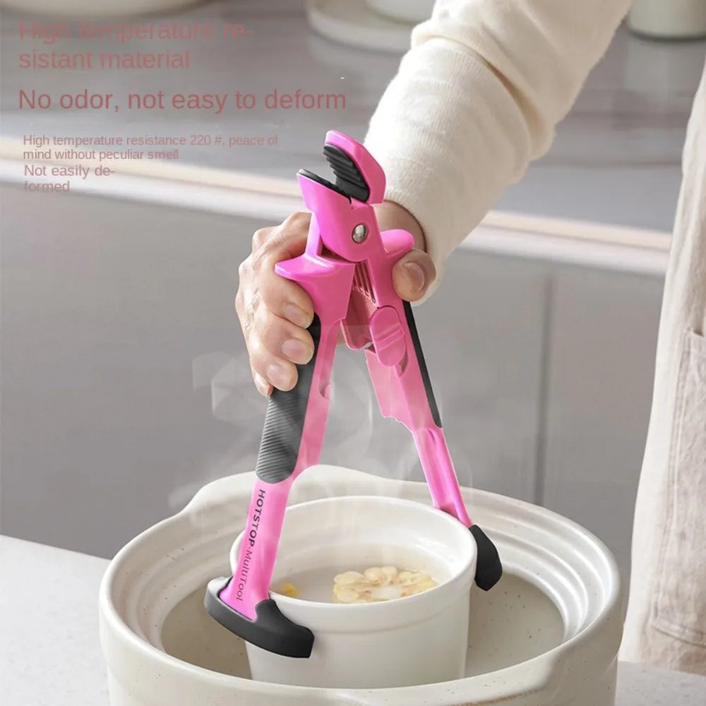 2 in 1 Anti Scald Bowl Gripper Heat Resistant Silicone Plate Lifter Clip – Pink