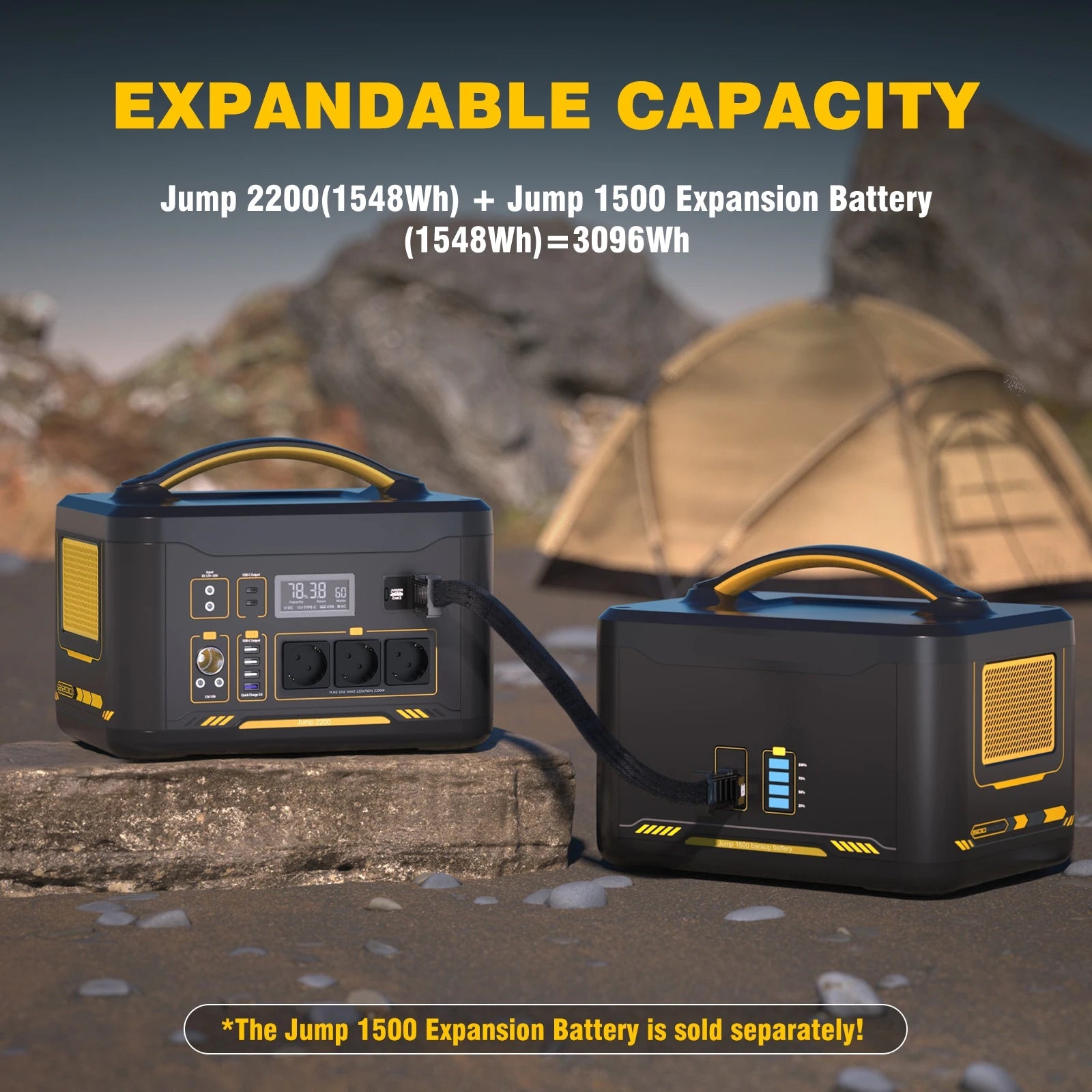 Portable Power Station 1548Wh 2200W LiFePO4 Solar Generator Pure Sine Wave Backup Power Supply – Black