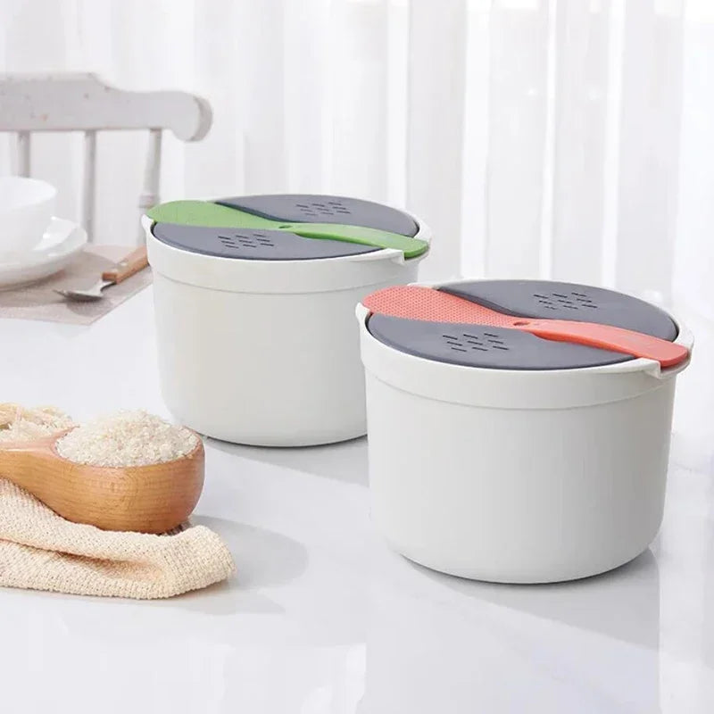 Microwave Rice Cooker Bento Lunch Box Food Steamer with Lid Portable Food Container – Orange