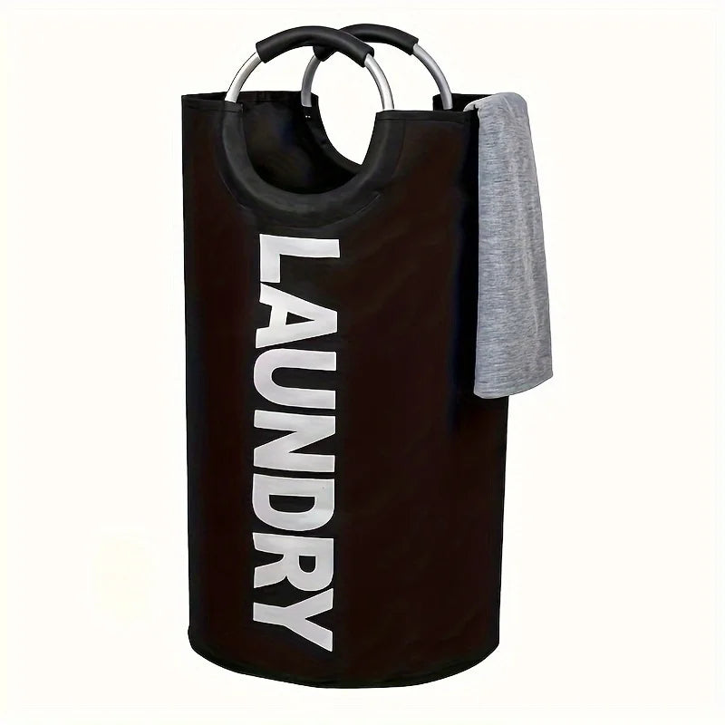 Laundry Basket 90L Foldable Waterproof Oxford Hamper with Padded Handles - Black