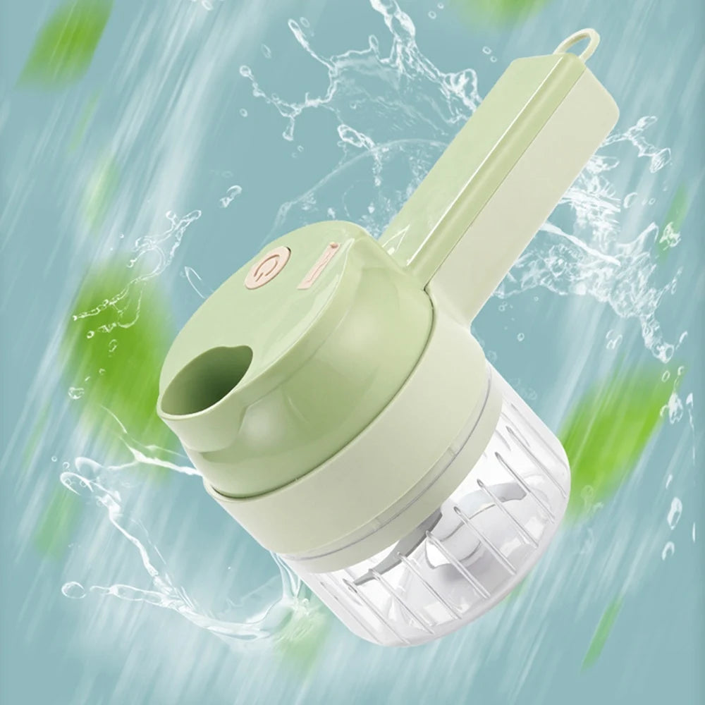 Electric Vegetable Slicer 4 in 1 USB Rechargeable Food Chopper Garlic Crusher Meat Grinder – Beige