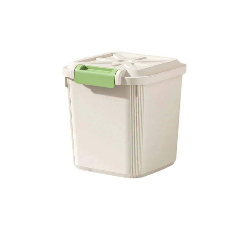Rice Storage Container 10 kg Airtight Grain Dispenser with Wheels - White