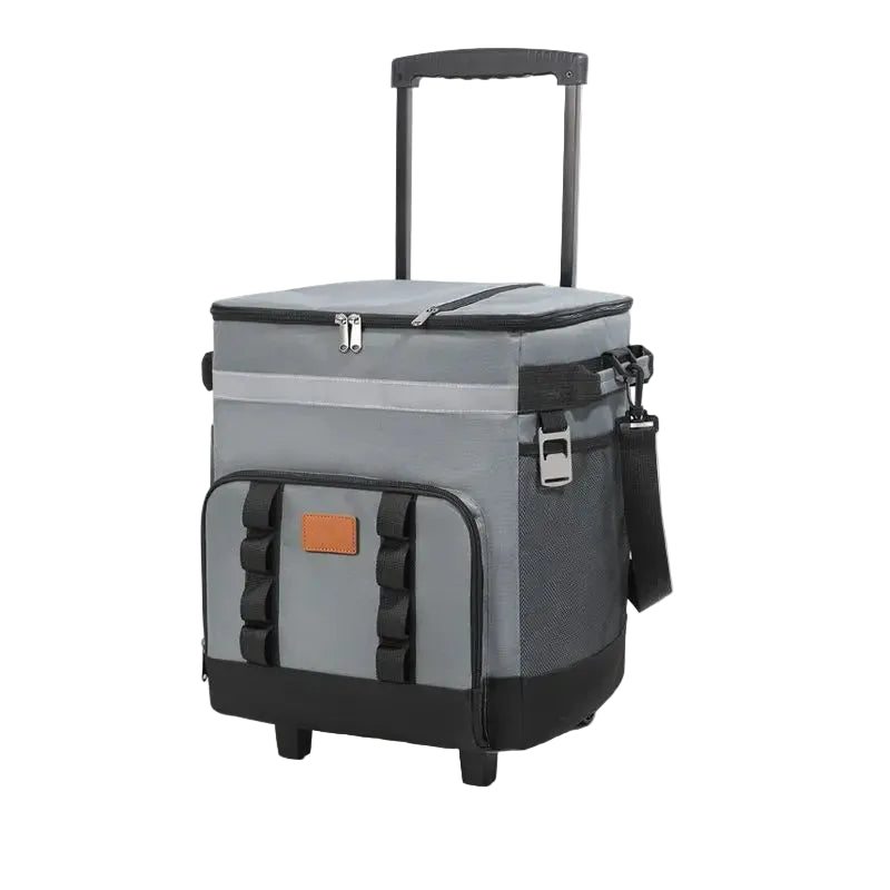 Rolling Cooler Bag Insulated Wheeled Picnic Tote With Trolley Handle – Grey