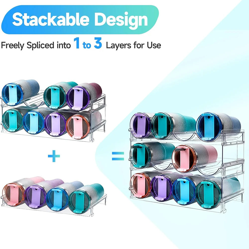 Water Bottle Rack 3 Tier Stackable PET Storage Holder