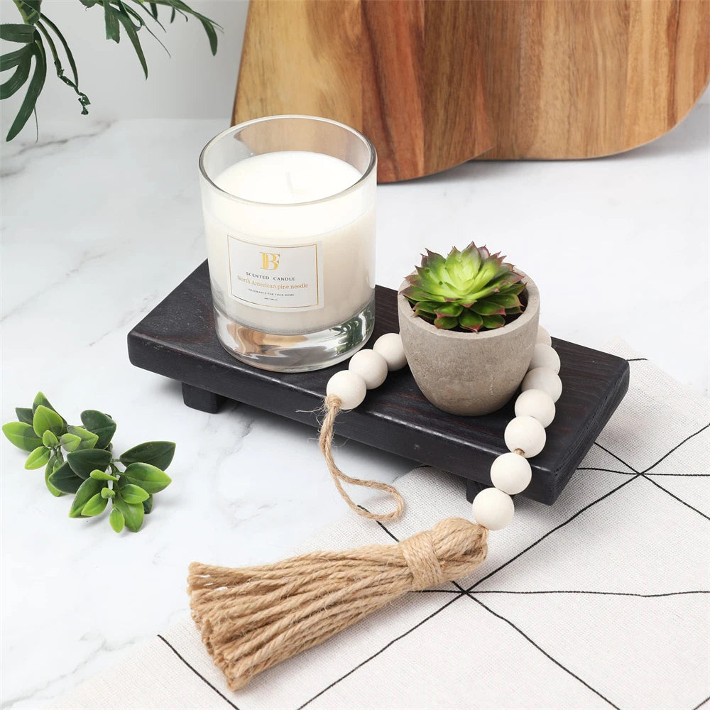 Wooden Pedestal Soap Stand Farmhouse Bathroom Counter Riser Soap Dish Display Tray for Kitchen and Bathroom – Black