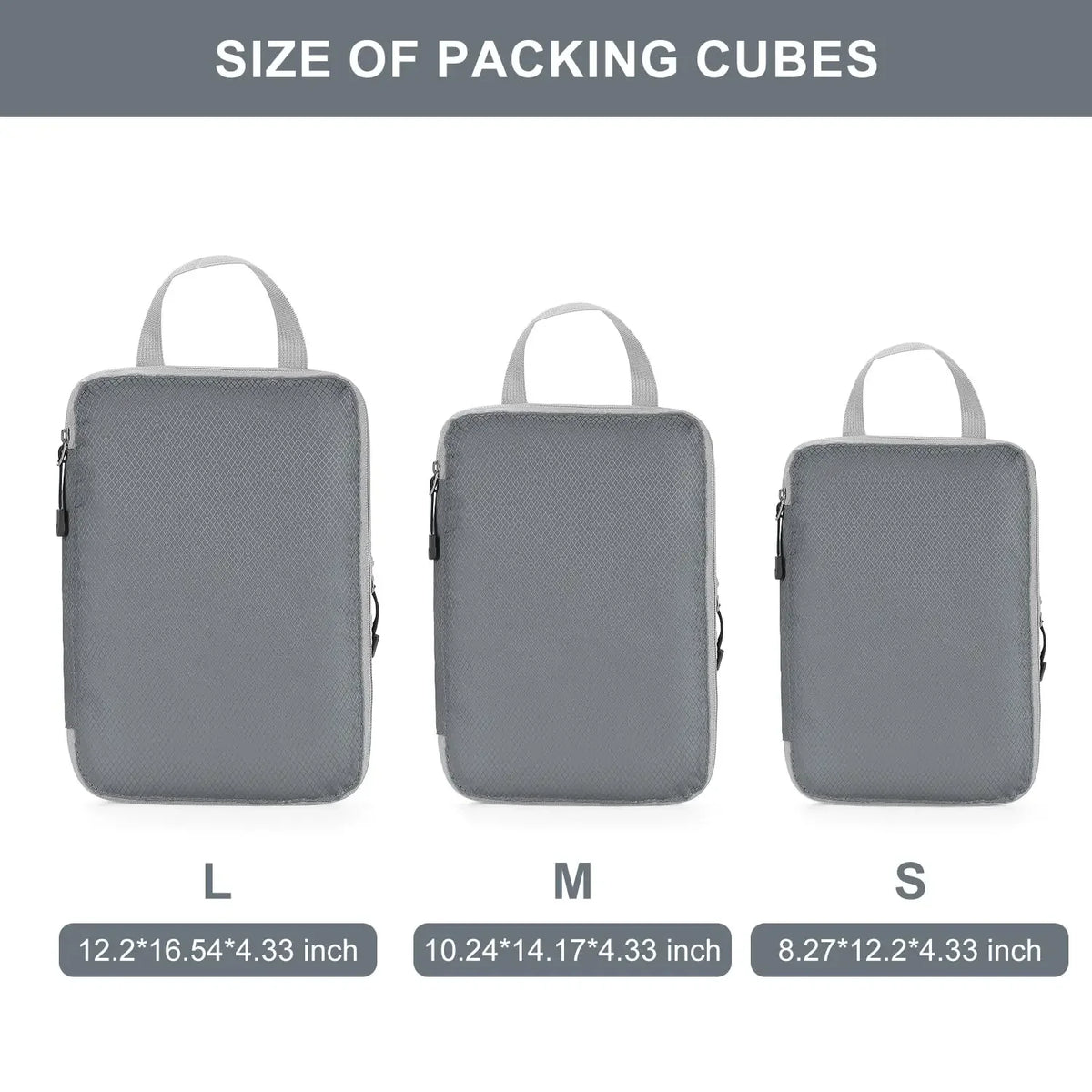 3PCS Set Travel Luggage Organizer Compression Packing Cubes for Carry on Luggage Large Capacity Suitcase Waterproof Storage Bags