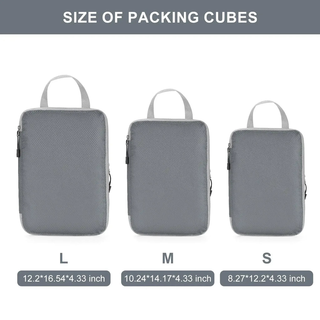 3PCS Set Travel Luggage Organizer Compression Packing Cubes for Carry on Luggage Large Capacity Suitcase Waterproof Storage Bags
