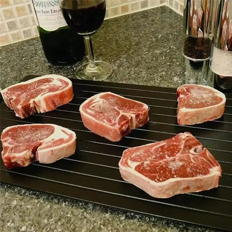 Defrost Tray 23cm Aluminium Fast Thaw Board Reusable Frozen Food Defrost Plate Kitchen Tool