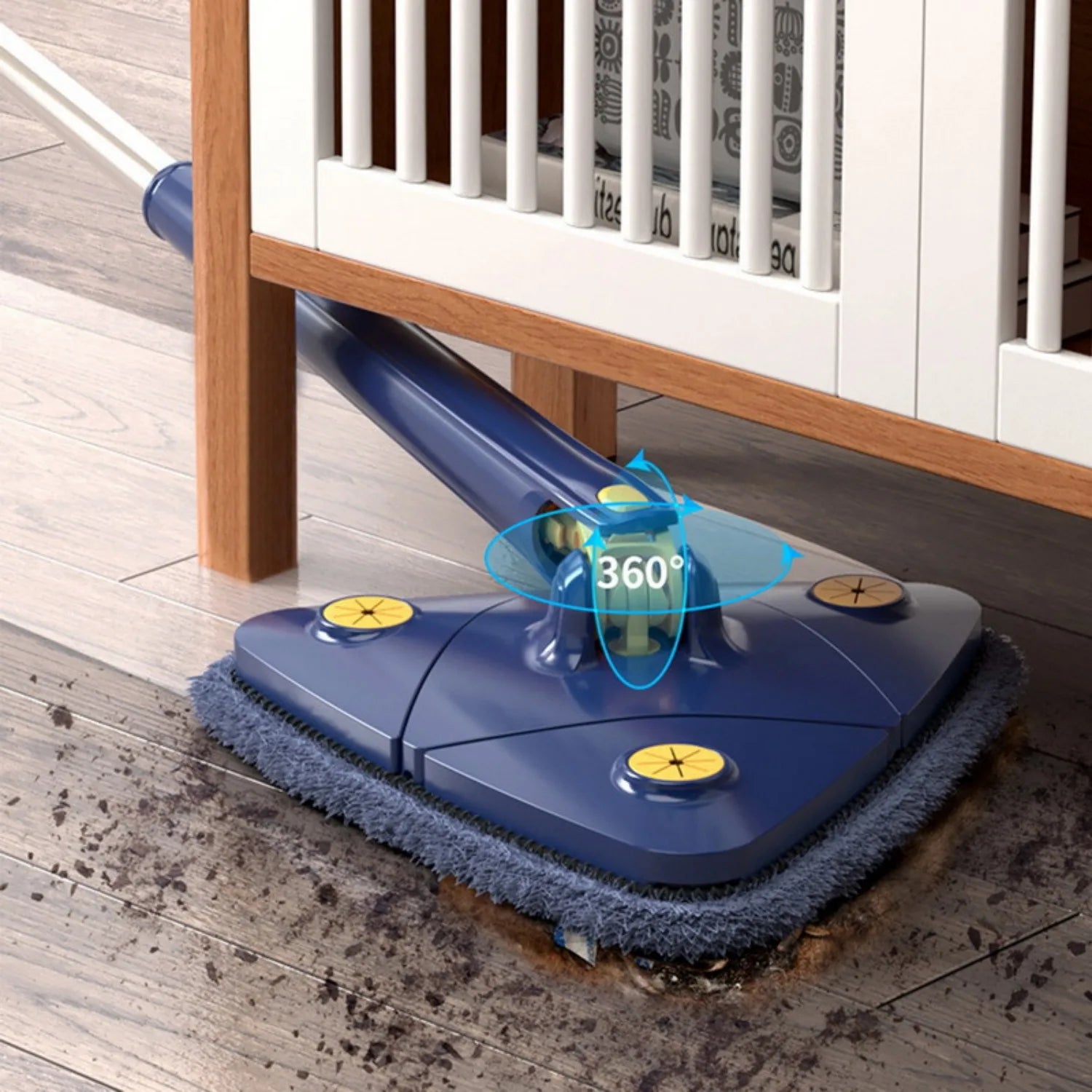 Triangle Mop Telescopic Handle 360 Rotating Head Microfiber Wet Dry Floor Cleaner 5 Pcs Mop Clothes