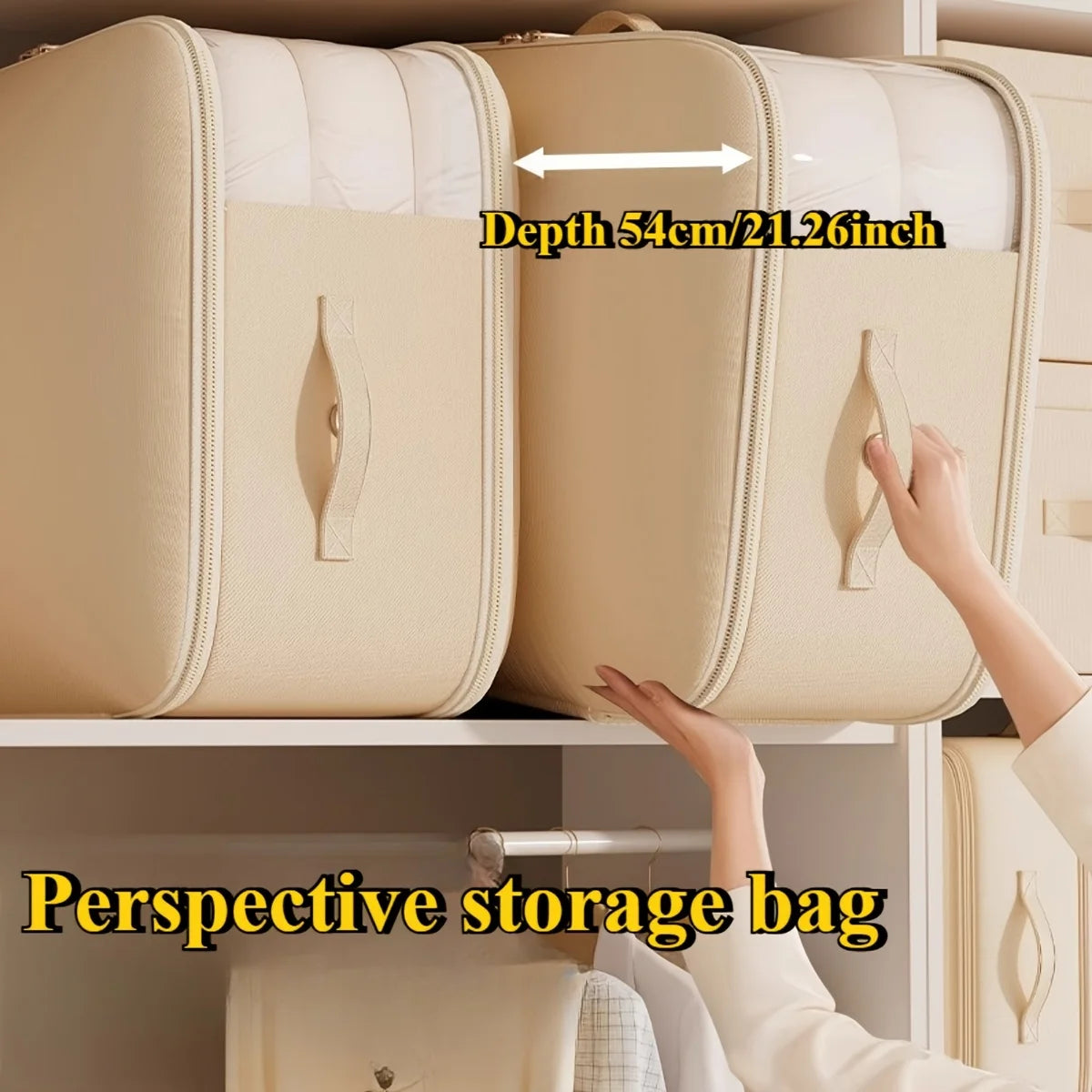 Quilt Storage Bag Large Capacity Foldable Clothing Organiser with Zipper - Grey
