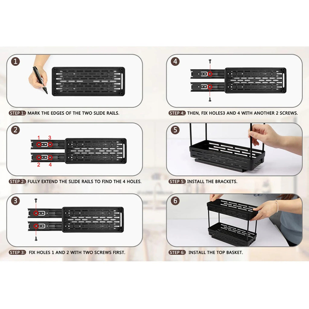 Bathroom Storage Box Wall Mounted Dustproof Cosmetic Organiser Adhesive Holder Reusable Rack - Black