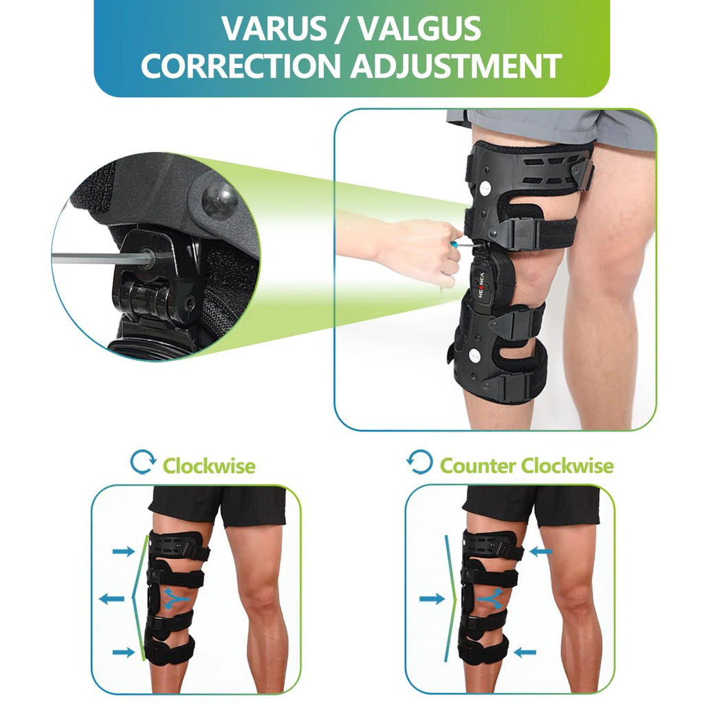 Adjustable Knee Brace Support Heavy Duty Hinged Stability Trainer for ACL Meniscus Joint Protection - Right