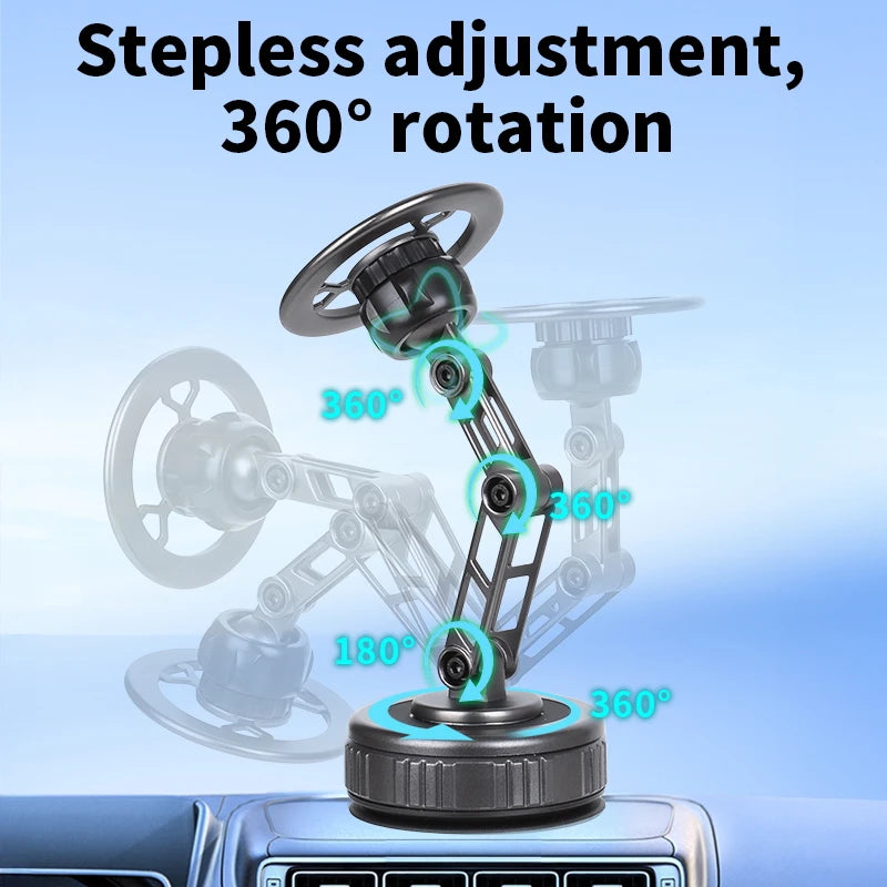 Car Phone Holder 360 Degree Rotating Foldable Vacuum Suction Mount Adjustable Arm Dashboard Stand