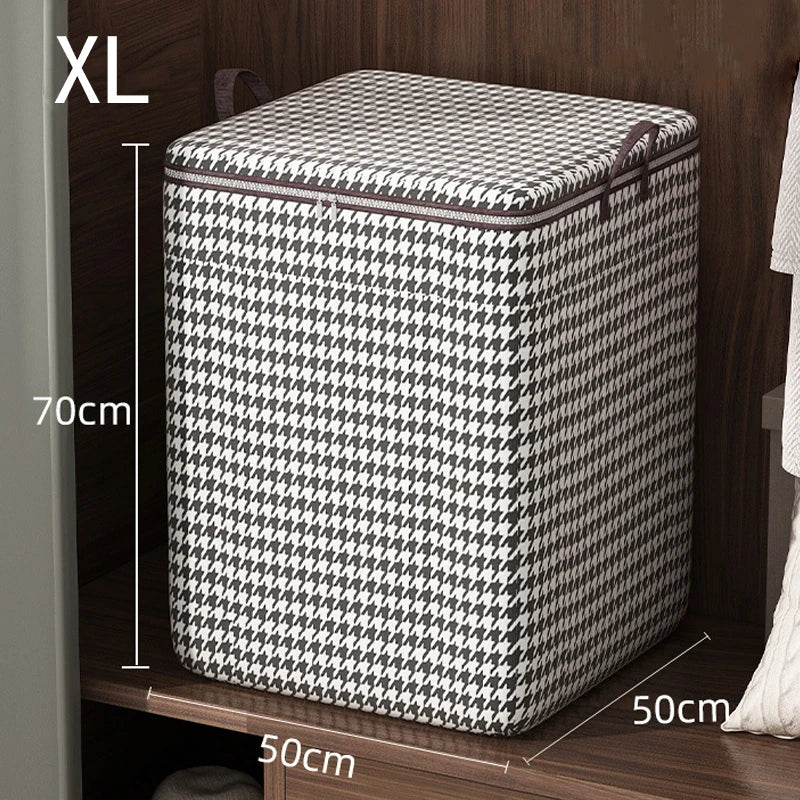 Extra Large Plaid Foldable Storage Box with Handles – 180L